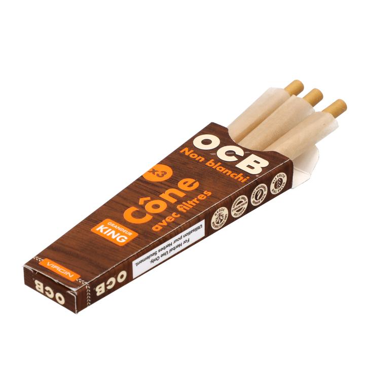 OCB UNBLEACHED CONE KING SIZE - 3PK