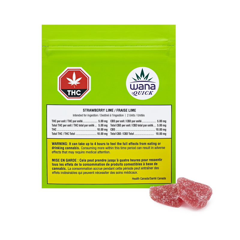 WANA QUICK SOUR STRAWBERRY LIME 1:1 (H) CHEW - 5:5MG X 2