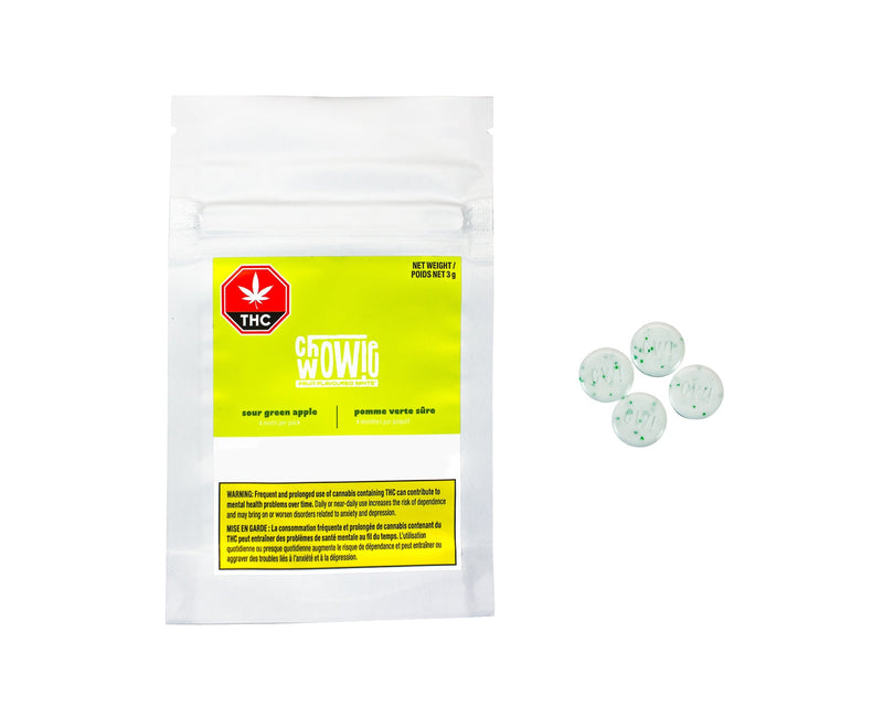 CHOWIE WOWIE SOUR GREEN APPLE THC (H) MINTS - 2.5MG X 4